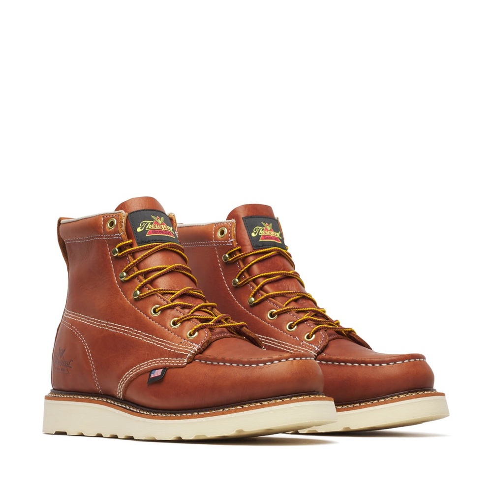 Thorogood American Heritage 6” Tobacco Moc Toe Leather Lace Up Boots